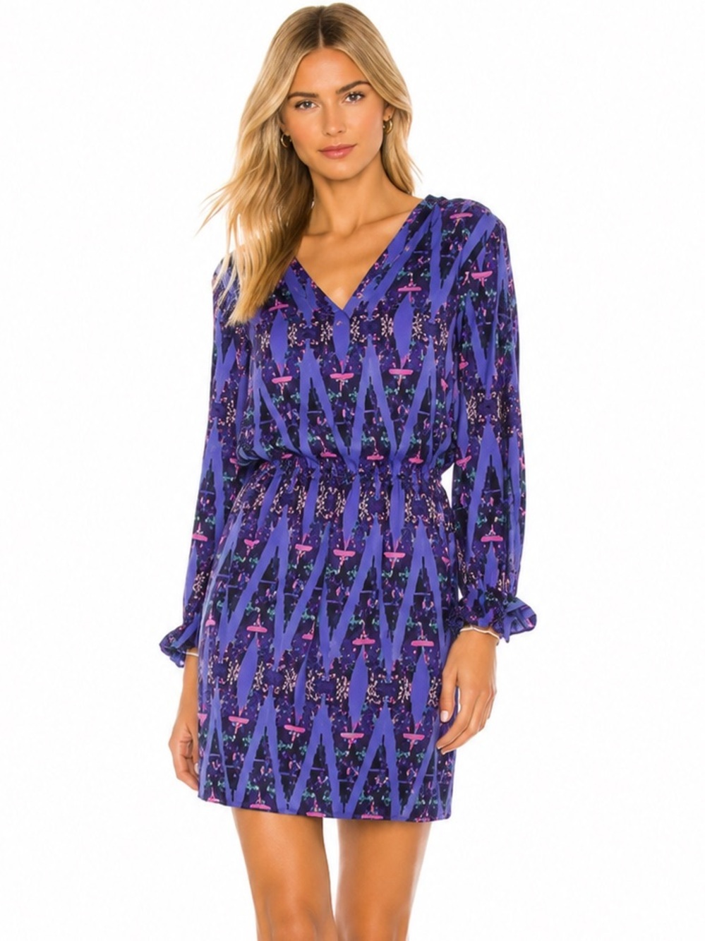 Amanda Uprichard Silk Neon Aztec Print Dress Purple Size XS
